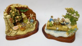 Two Border Fine Arts limited edition Brambly Hedge Tableau 'Sea Story' B0755 and 'Merry Midwinter'