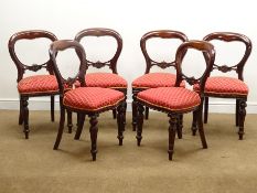 Set six Victorian style mahogany spoon balloon back dining chairs,