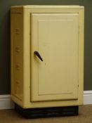 1950's metal larder, cream painted finish, single door, plinth base, W49cm, H86cm,