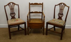 Pair of 19th century mahogany dining chairs with woolwork drop in seats (W53cm) and an Edwardian