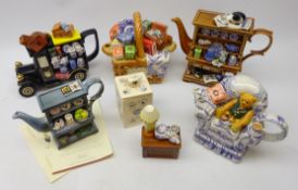 Four Ringtons novelty teapots 'Tea Time' with certificate 'Monty Basket' with certificate,