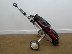 Set of ladies golf clubs with bag and trolley
