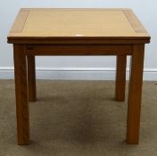 Solid light oak extending foldover top dining table, square supports, W180cm, H78cm,