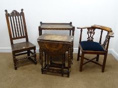 Georgian style mahogany corner chair, upholstered seat,