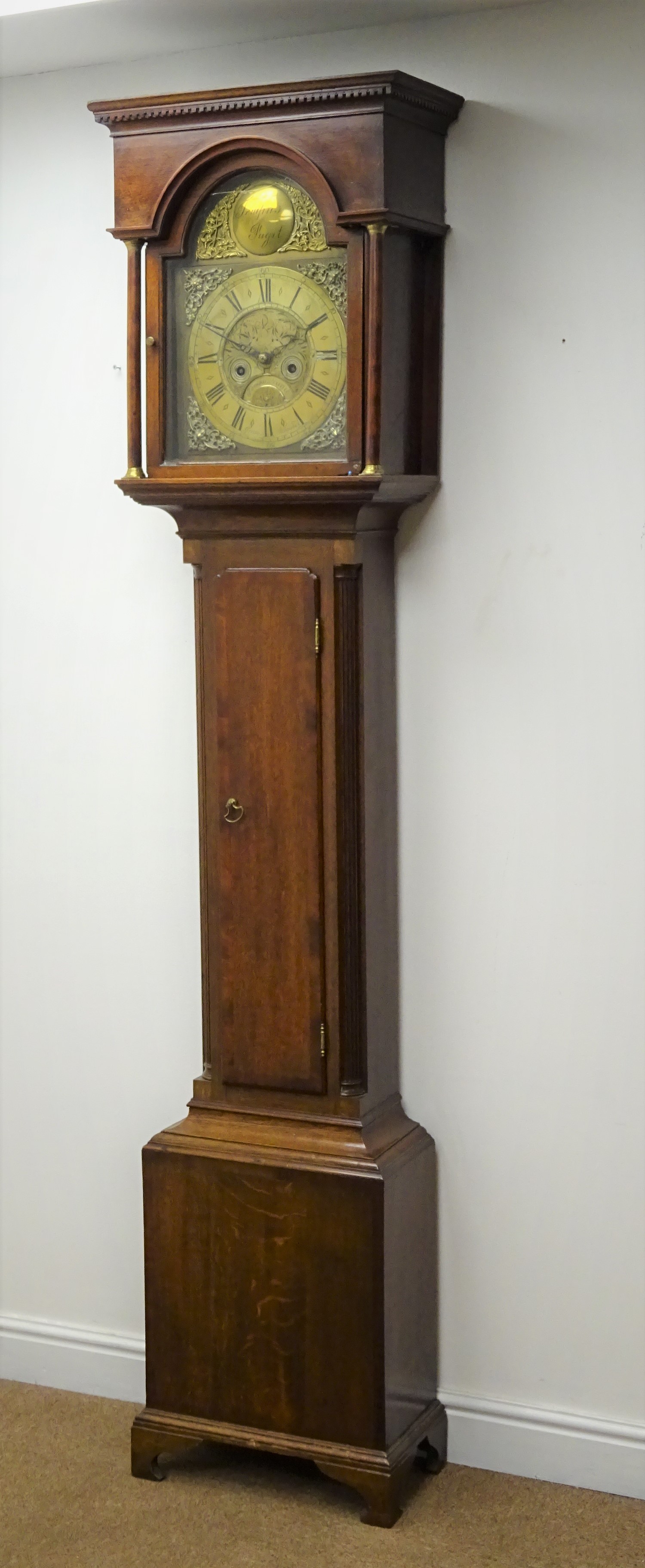 18th century oak longcase clock, 42.