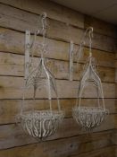 Pair ornate hanging baskets,
