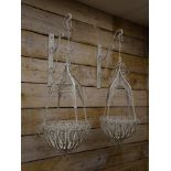 Pair ornate hanging baskets,