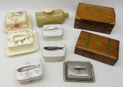 19th century and later Sardine dishes to include ceramic, pewter & glass,