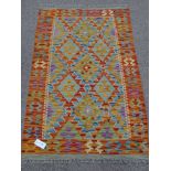 Choli Kelim vegetable dye wool red ground rug,