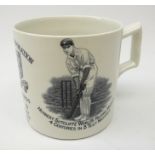 Cricket - Pudsey Corporation commemorative transfer printed mug for 'Herbert Sutcliffe World Record