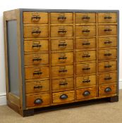 Early 20th century pine thirty two chest, sledge supports, W102cm, H92cm,
