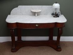 Victorian mahogany marble top Duchess wash stand, raised back, serpentine front, single drawer,