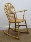 Beech wheel back rocking chair,