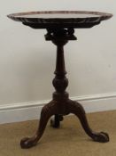 Georgian style reproduction mahogany pedestal table, pie crust moulded top,