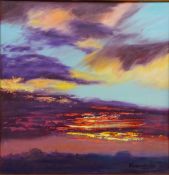 Golden Sunset, oil on board signed by Doreen Greenshields (British Contemporary),