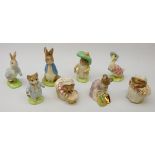 Eight John Beswick Beatrix Potter figures including Sweet Peter Rabbit, Tom Kitten,