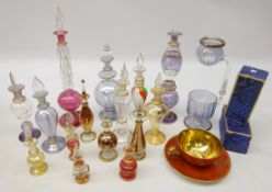 Collection of Egyptian coloured glass scent bottles,