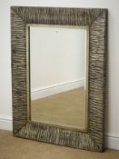 Rectangular silvered naturalistic bevel edge mirror, W79cm,