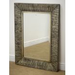 Rectangular silvered naturalistic bevel edge mirror, W79cm,