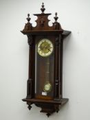 Early 20th century Vienna style wall clock with turned finials,