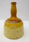 Victorian stoneware setting maul shaped whisky flask/ decanter, applied with Royal Coat of Arms,