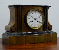 Victorian walnut and ebonised cased mantle clock,
