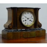 Victorian walnut and ebonised cased mantle clock,