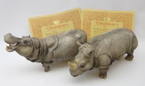 Two North Light limited edition ceramic resin models - Hippo sculpted by Alan Harmer 65/350 and