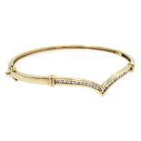 9ct gold diamond set wishbone hinged bangle, stamped 375 Condition Report Approx 9.