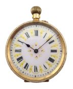 Continental gold ladies top wind enamel pocket watch,