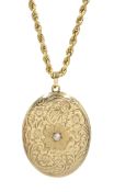 Diamond locket pendant necklace, stamped 14K Condition Report locket approx 5.