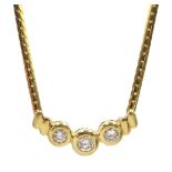 Gold diamond set necklace, stamped 14K, diamonds 0.