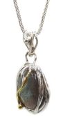 Silver labradorite pendant necklace,