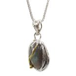 Silver labradorite pendant necklace,