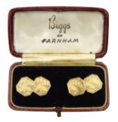 Pair of Art Deco 9ct rose gold cufflinks by Owen Powell Birmingham 1929,