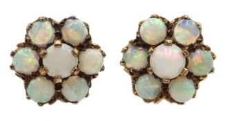 Pair of 9ct gold opal cluster earrings, hallmarked Condition Report Approx 2.