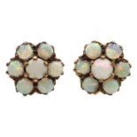 Pair of 9ct gold opal cluster earrings, hallmarked Condition Report Approx 2.