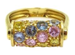 18ct gold stone set rollerball ring,