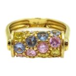 18ct gold stone set rollerball ring,