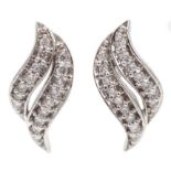 Pair of white gold diamond stud earrings, stamped 18K Condition Report Approx 2.