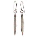 Silver opal long pendant earrings,
