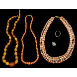 Coral and amber type necklaces,