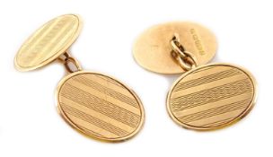 Pair of 9ct rose gold cufflinks Birmingham 1915, 7.