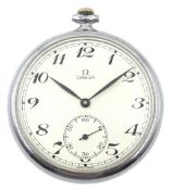 Omega chromium plated pocket watch Condition Report Ticking away