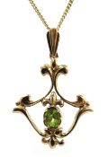 9ct gold peridot pendant necklace hallmarked Condition Report Approx 4.