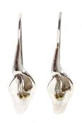 Silver lily pendant earrings,