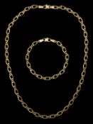 9ct gold link necklace chain, with matching bracelet,