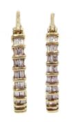 9ct gold baguette diamond hoop earrings, hallmarked Condition Report Approx 2.