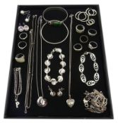 Collection on silver jewellery,