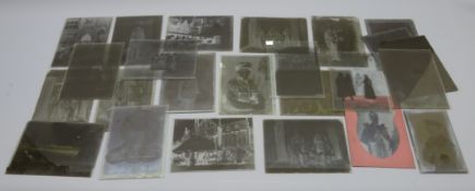 Twenty five 1/2 plate glass negatives, mostly WWl Military portraits incl.